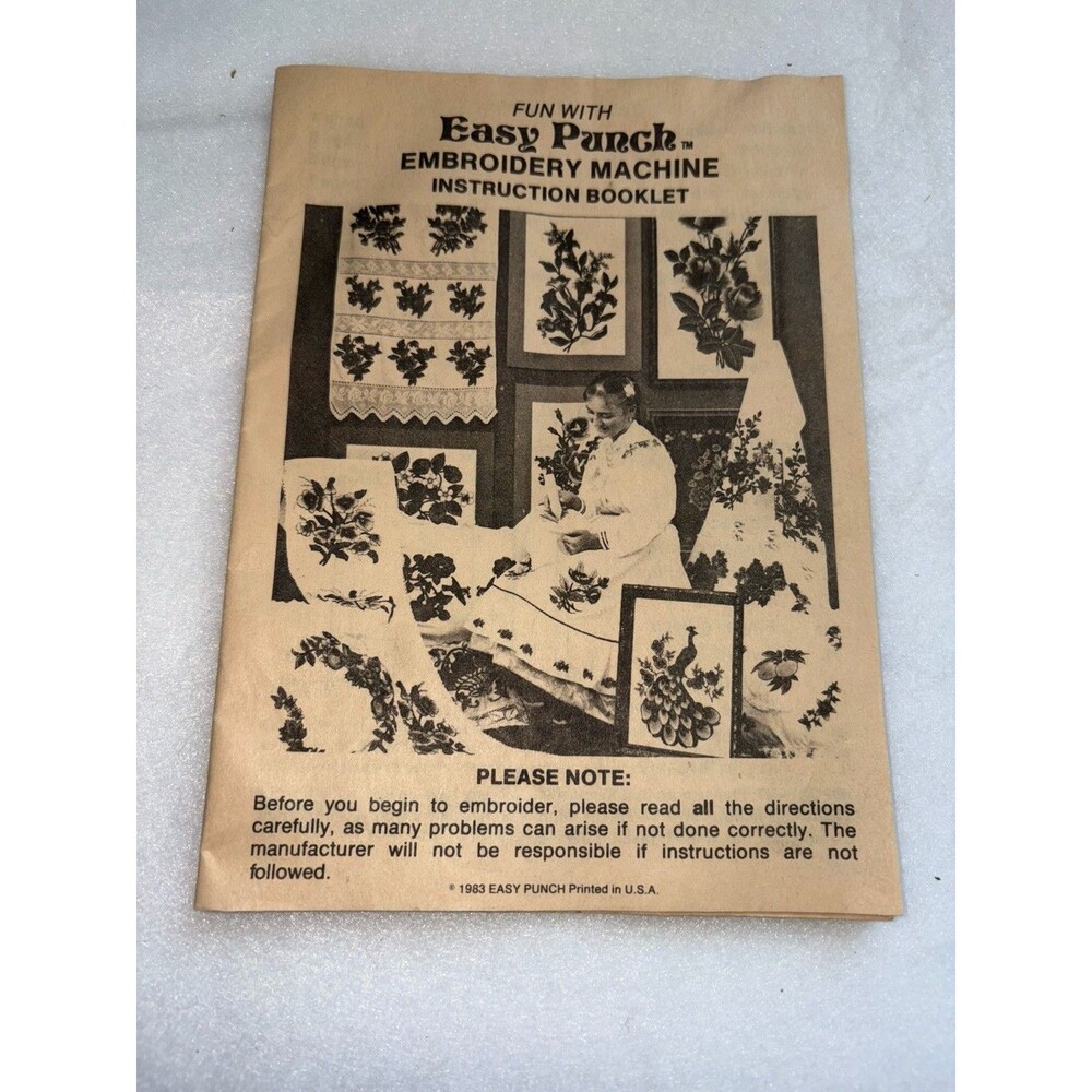 Easy Punch Embroidery Machine Instruction Manual 1983 Vintage